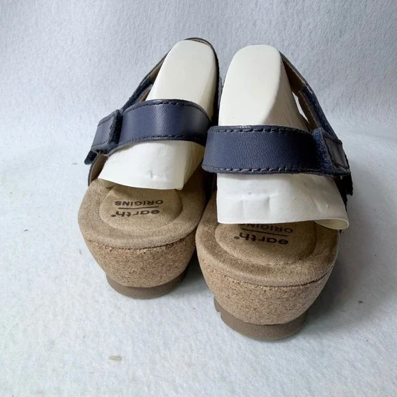 Earth Origins Kendra Khloe Sapphire Blue Leather Wedge Sandals Womens 11M New - Picture 7 of 12